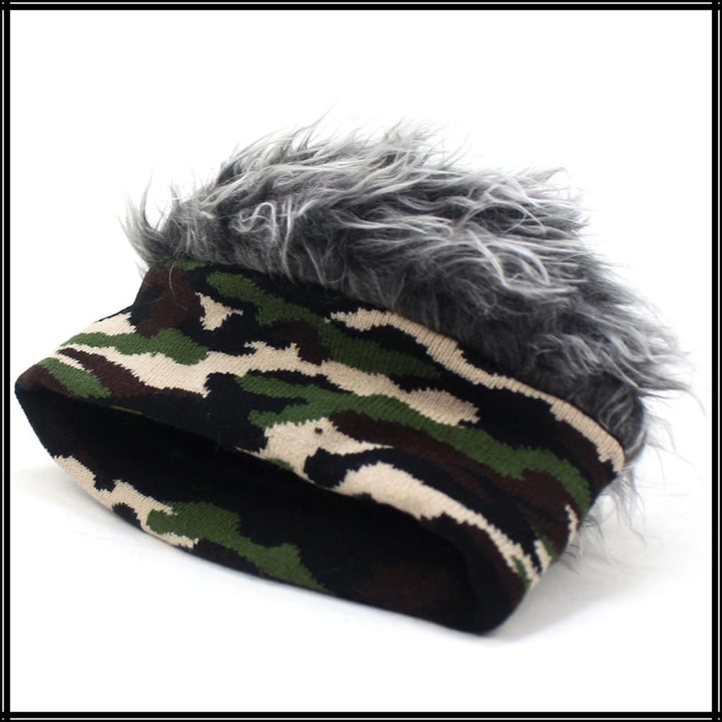 Camouflage Hair CZ290 [White Fang] Hat, Wig, Hat, Ski, Snowboard, Fur, Colorful, Men's, Women's, (Gray)
