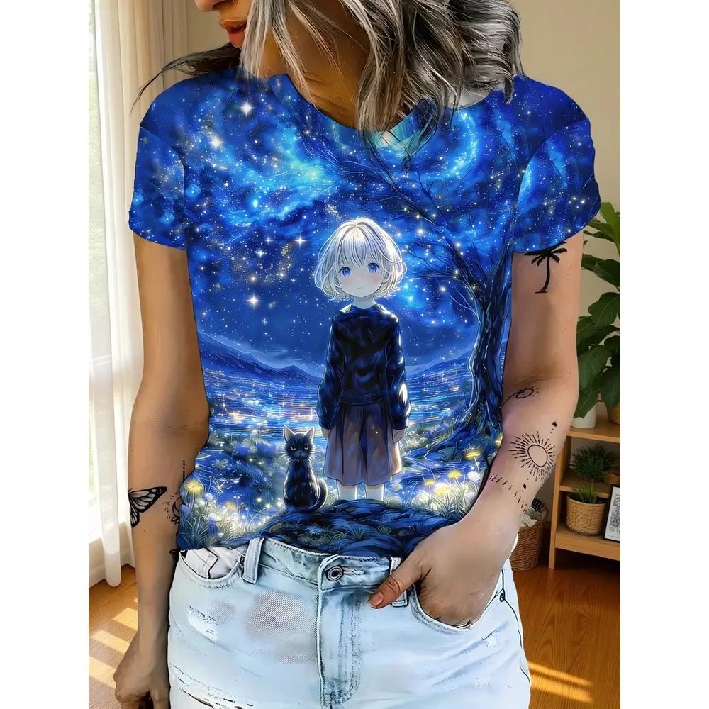 Fashion Loose Crew Neck Top Short Sleeve Casual Versatile T-Shirts Women’s