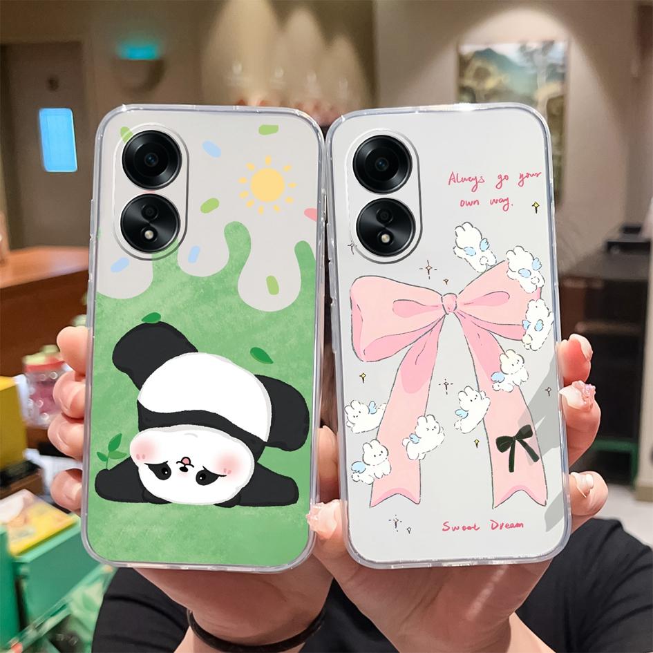 Carcasă nouă pentru Oppo A58 A57 A57S A57e A77 A77S A78 A79 A98 A38 A2 F23 K11 4G 5G Model animal drăguț din silicon transparent anti-alunecare Carcasă durabilă pentru Oppo Capa