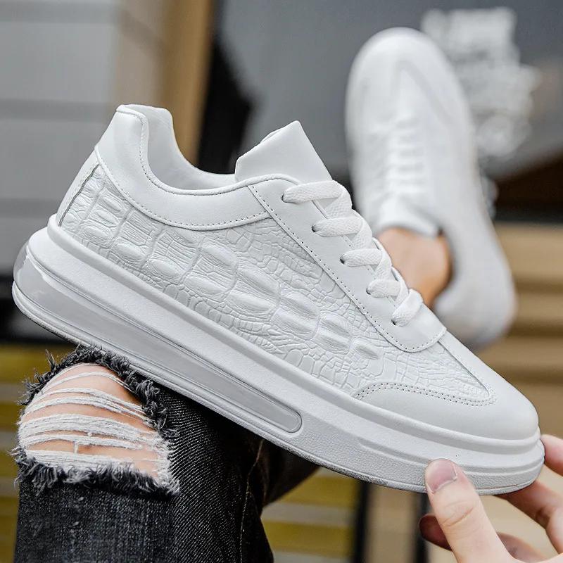 Fashion Sneakers Air Cushion Men Shoes Platform Casual Sneakers for Men Summer 2024 New Comfortable Solid Leisure Leather