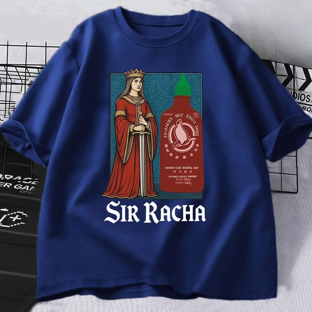 Футболка с мемом про чили-соус Sir Racha, юмор, мужская и женская одежда, повседневная, хлопковая, с коротким рукавом, модная, винтажная S