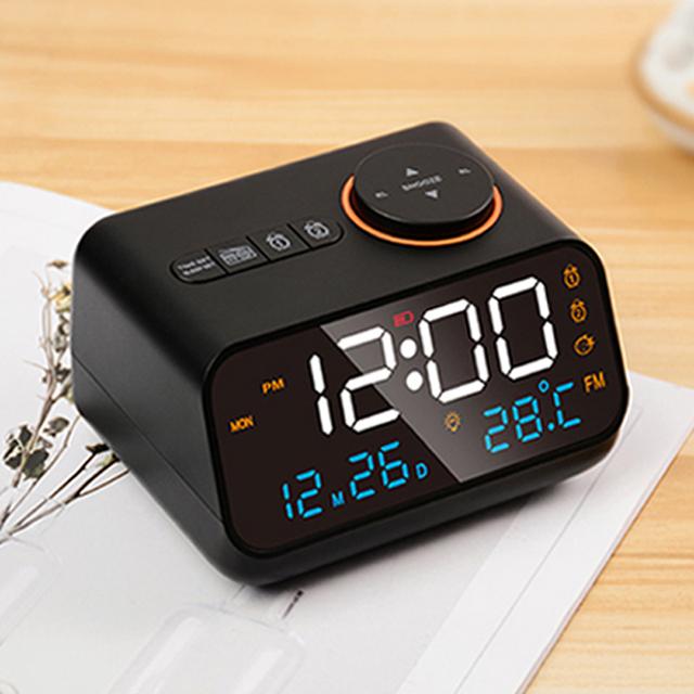 Mordern FM Radio LED Alarm Clock For Bedside Wake Up Digital Table Calendar With Temperature Thermometer Humidity Hygrometer