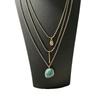 Geometric Turquoise Pendant Necklace For Women And Men With Gold Edge Chain Jewelry