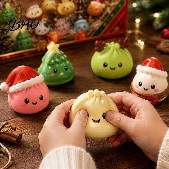 Christmas Gift for Adults 2026 Squeeze Toy Advent Calendar, 24-Day Dumpling Bun Fidget Stocking Stuffers Kids Countdown Box, Soft TPR Stress