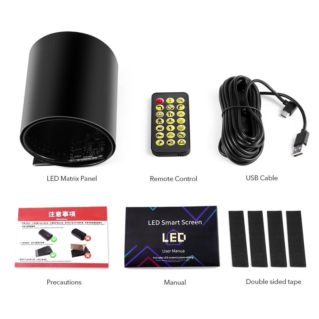 Cartello LED Matrix Flessibile Per Auto – 37,4×9,2 Cm, RGB, Controllo Bluetooth E APP, IP65, Con Telecomando E Cavo USB