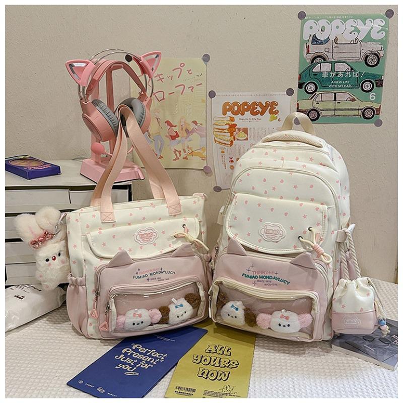 Cute Star Cat Junior High School Student Schoolbag Large Capacity High School Student Backpack Small Fresh Girl Pain Bag Baby Bag