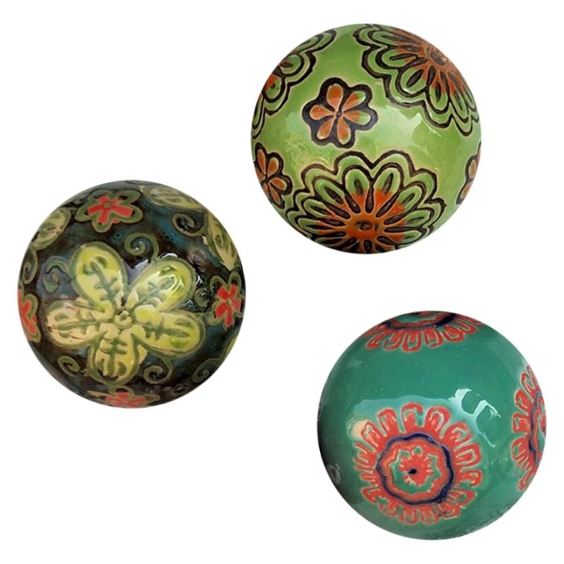 

3PCS HandPainted Floating Ceramic Ball Garden Pond Water Decoration For Fish Bowl Desktop Display Ancient Home Decors