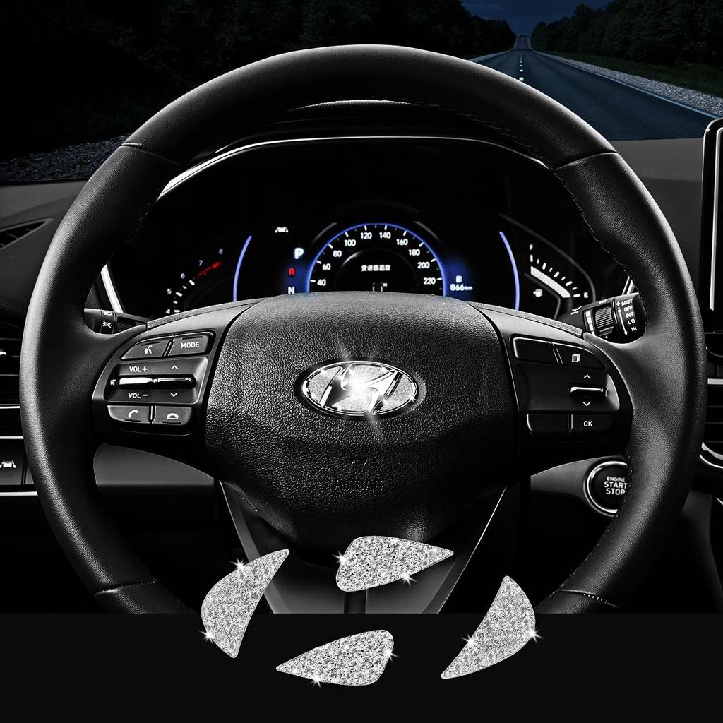 Bling Car Steering Wheel Emblem Logo Sticker Accessories Compatible with Volkswagen, Crystal DIY Diamond Interior Cover Badge Decorations