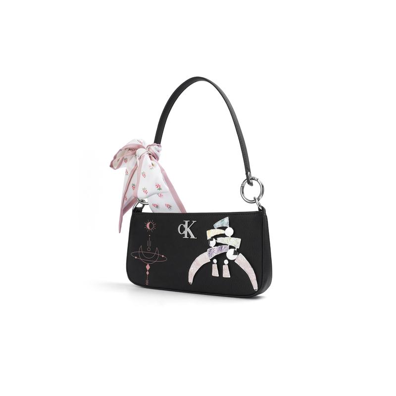 Calvin Klein Shoulder Bag [Customized Bag] Dead Wood Flowers Iduo Woven Flower Decoration Commuting Simple Fashion Versatile Pinkberry Universe