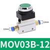 Mechanisches Ventil MOV-03B 1/8" Gewinde 2 Positionen 3 Wege Roter Grüner Flacher Druckknopf Momentanes Pneumatikventil