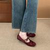 ~ Retro Pleated Lace-up Flat Mary Jane Shoes Shallow Mouth Single Shoes Women's Round Head One Pedal Ballet Shoes