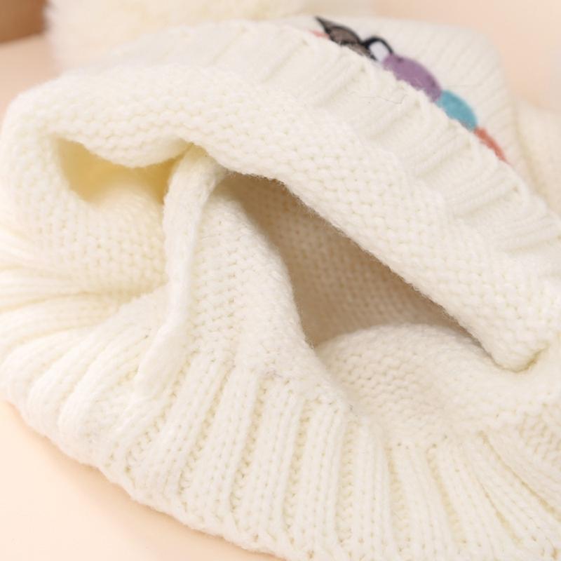 Baby Girl Hat Knit Baby Winter Hat Cute Baby Beanies for Girls Thick Warm Toddlers Double Pompoms Cap for 1-4 Yeas Old
