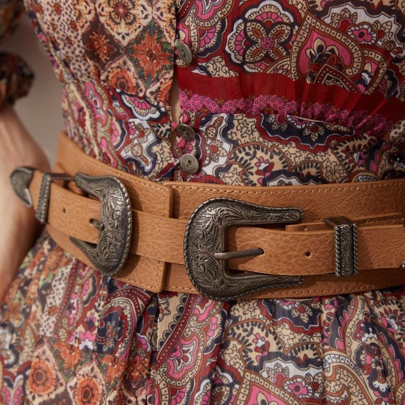 DoubleBuckle Corset Belt for Girl Classical Underbust WaistShaping Belt Party Girdle Belt Women Elastic PU Waistbelt