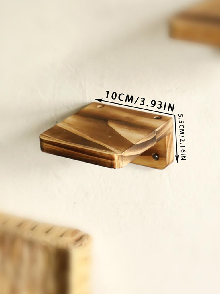 Boho Rustic Wooden Wall Shelf, Floating Pine Wood Display Shelf for Wall Decor Minimalist Design for Living Room, Bedroom Office