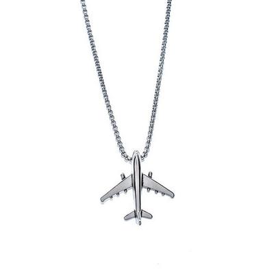 Simple New Personality Trend Airplane Necklace Fashion Zircon Zircon Fly Pendant Necklace Sweater Pendant NecklaceWomenZircon