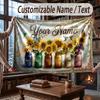 Floral Garden Theme Throw Blanket Custom Name Text Personalized Blanket Soft Cozy Blanket for Home Sofa Bed
