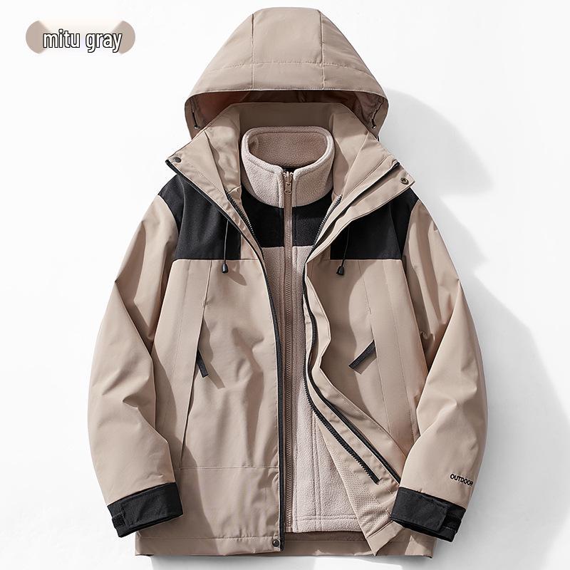 Women's Windproof Waterproof 3-in-1 Fleece-Lined Mountaineering Suit, Thickened Warm Two-Piece Set