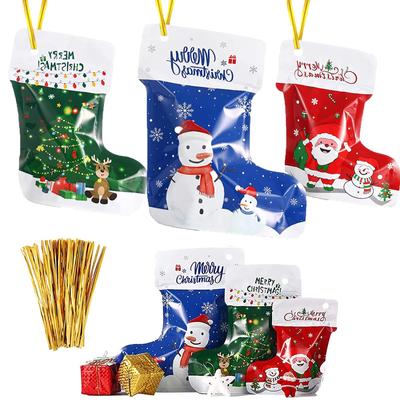 40PCS Christmas Gift Bags Christmas Candy Bag Christmas Treat Bags Christmas Stocking Bags for Christmas Party Supplies Snack Wrapping Gift Party