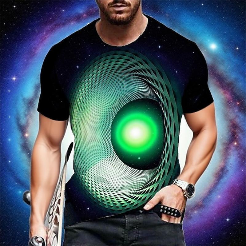Fashion Three-dimensional Vortex Printed Men T Shirt Sales Personality Fun Graphic T Shirts For Men Oversized Tees