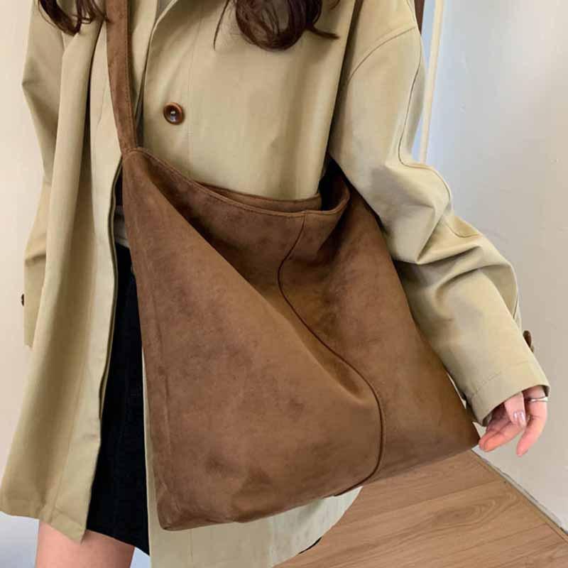 Retro Suede Tote Bag Women's 2025 New Large-capacity Foreign Fashion Crossbody Bag Simple and High-end Shoulder Bag
