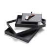 Stackable Black Jewelry Display Tray Elegant Black PU Jewelry Display Tray For Storing Rings And Necklaces Adornment