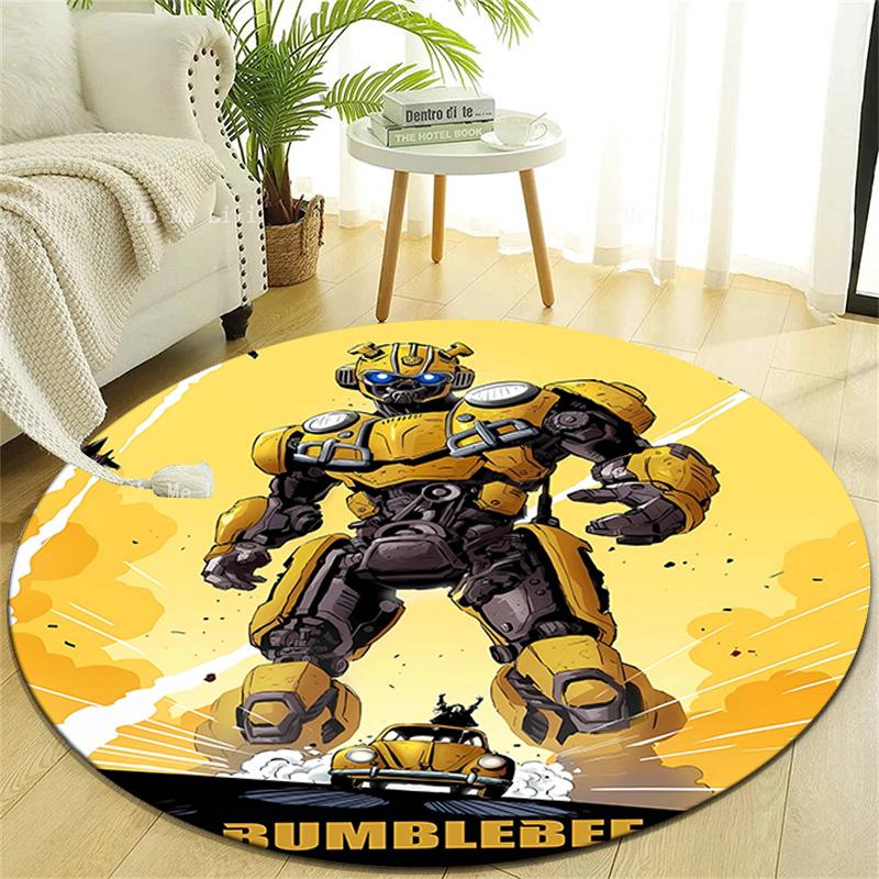 1pc Bumblebee1 Design Printed Area Round Carpet for Bedroom Living Room Home Decor Rugs Mat Non Slip Mat Rug for Bedside