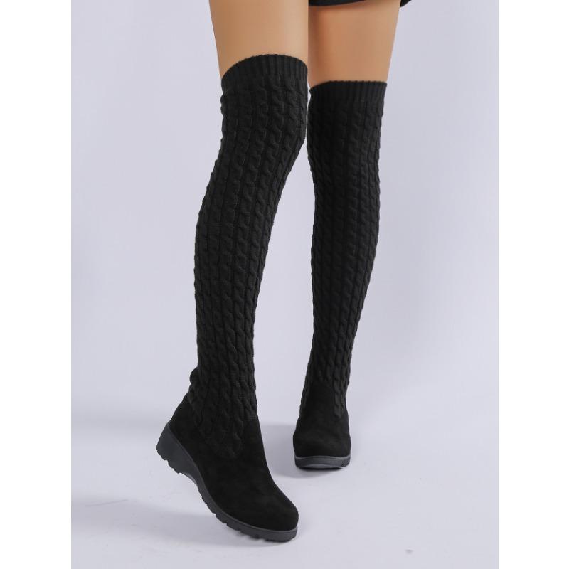 Women S Thick Platform Wedge Heel Over The Knee Boots Large Size Winter