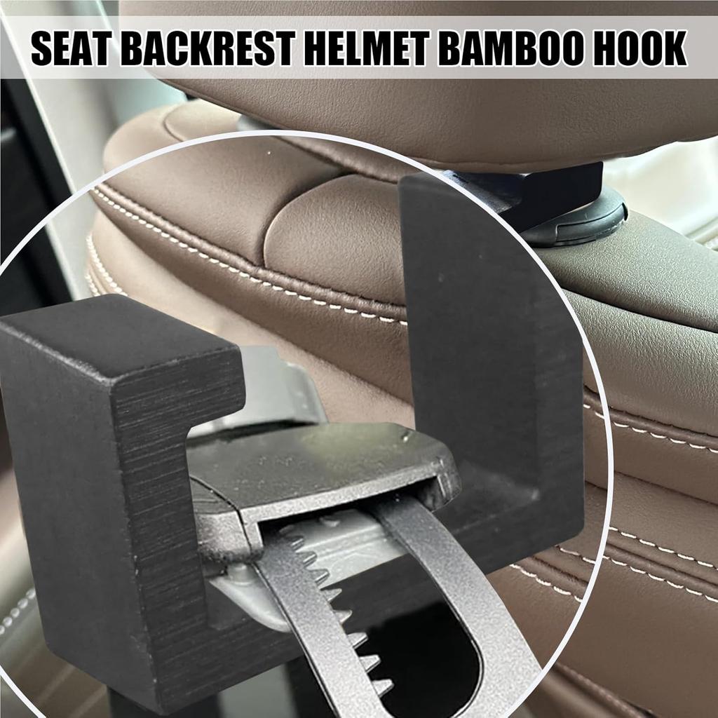 Hard Hat Holder For Truck Seat Bamboo Hard Hat Hook For Seatback, Headrest Hooks For Car, Portable Hard Hat Hanger, Holds Hard Hat And Vest With Ease
