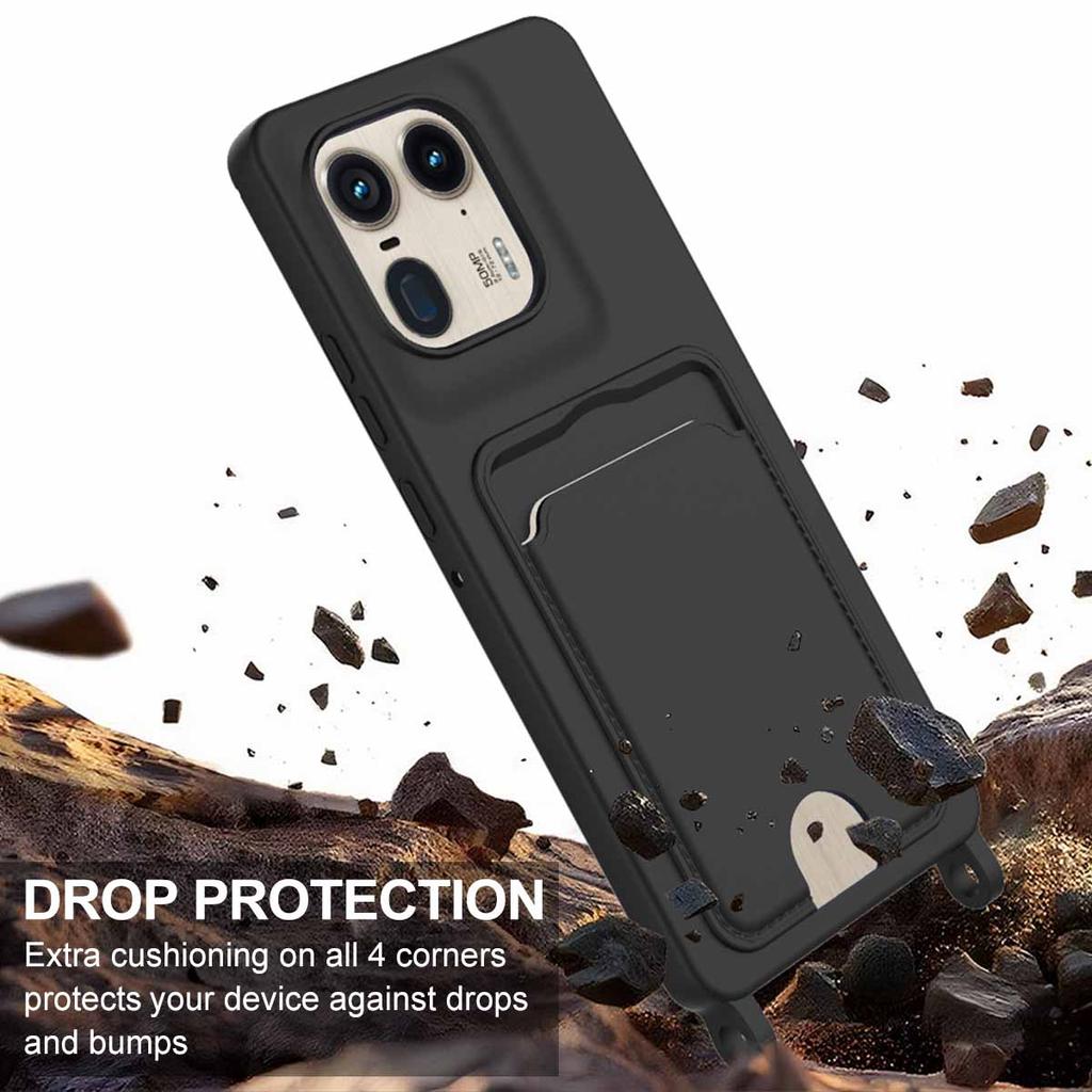 For Motorola Moto X50 Ultra 5G/Motorola Edge 50 Ultra 5G Liquid Silicone Case Phone Back Cover with Card Holder and Short Strap