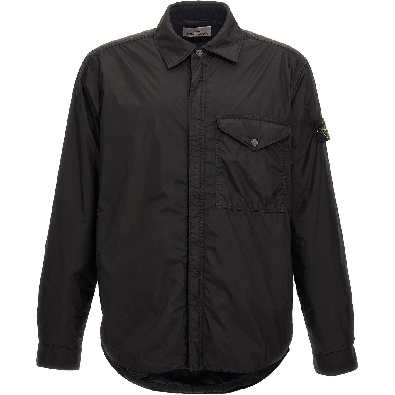 Stone Island FW24 Primaloft®-TC Nylon Reciclado Arrugado Cuello Cremallera Insignia Chaqueta Acolchada de Manga Larga Hombre chaquetas Negro 8115Q0123-V0029 XXL black