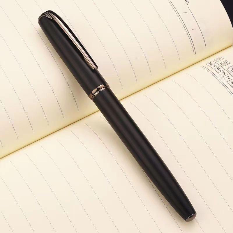 

Metal Office Signature Fountain Pen for Student Calligraphy and Writing Practice, Straight Nib with Ink Cartridge, Engravable. 0.7mm Concealed Craft Nib чёрный