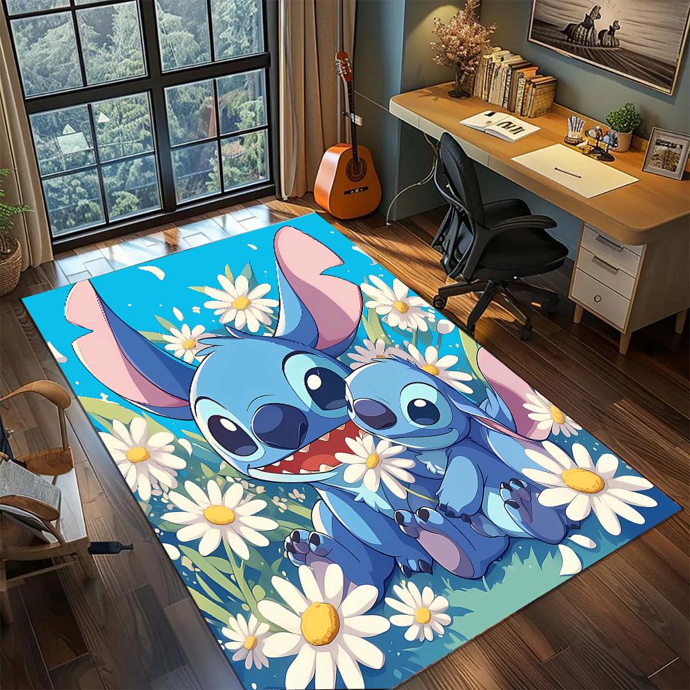 Stitch: The Mischievous Cutie Rug Carpet Large Area Rug Non Slip Washable Floor Mat Gamer Room Bedroom Home Decor