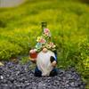 Funny Gnome Sculpture with Solar LED String Light Resin Crafts Garden Decor Resin Gnome Figurine Gifts for Housewarming Festival