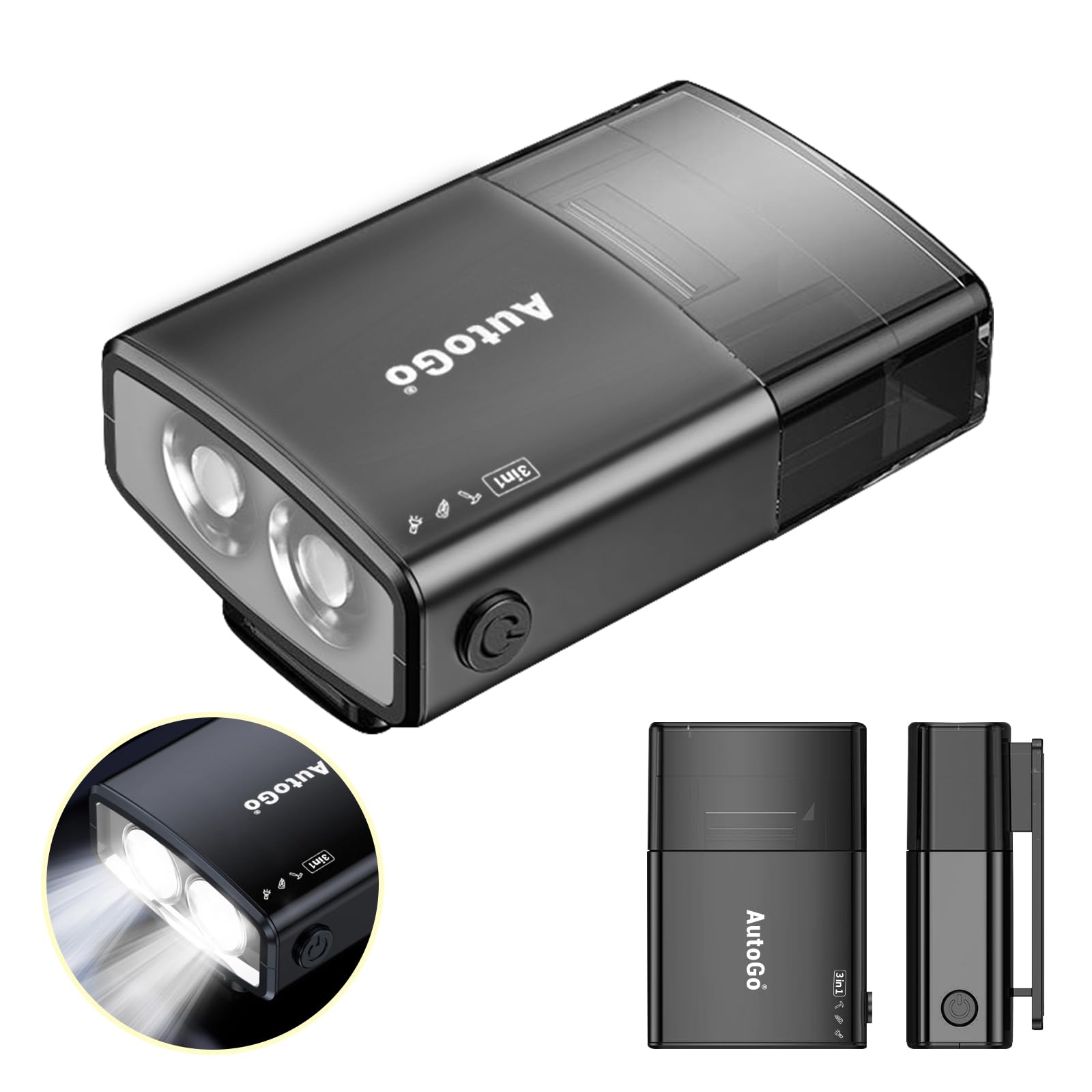 

AutoGo 3-in-1 Emergency Escape Hammer, 1 Second Escape with Emergency Light, Multi-functional, For Cars, 7.2*4.9*2.9CM чёрный