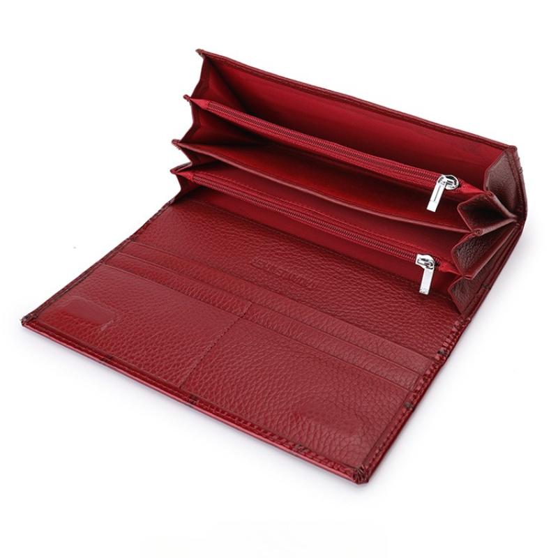 WomenGenuine Leather Long Wallet Magnetic Hasp Cow Leather Female Coin Purses Fashion High Quality Wallets Women's Money Walet Ladies Clutch Bag