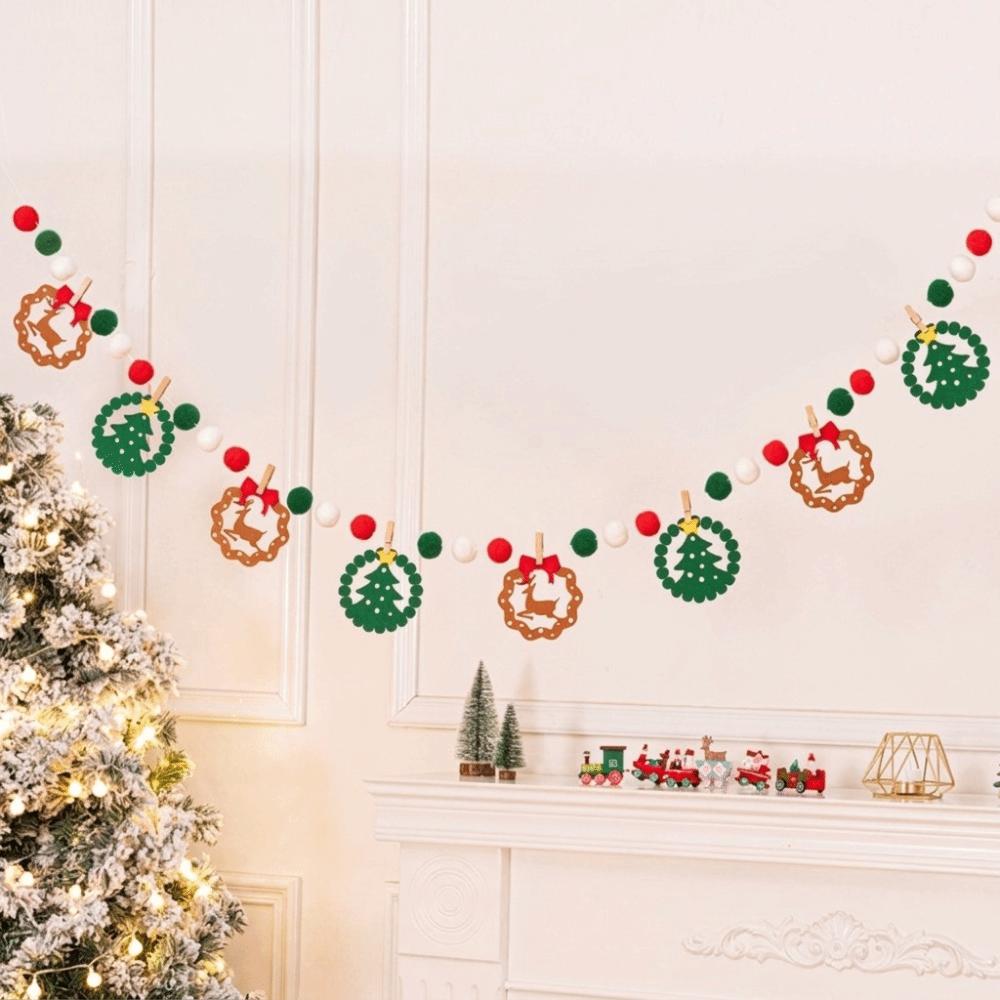 Cartoon Christmas Luminous Banner Santa Claus LED Light String Xmas Wall Ornaments Room Background