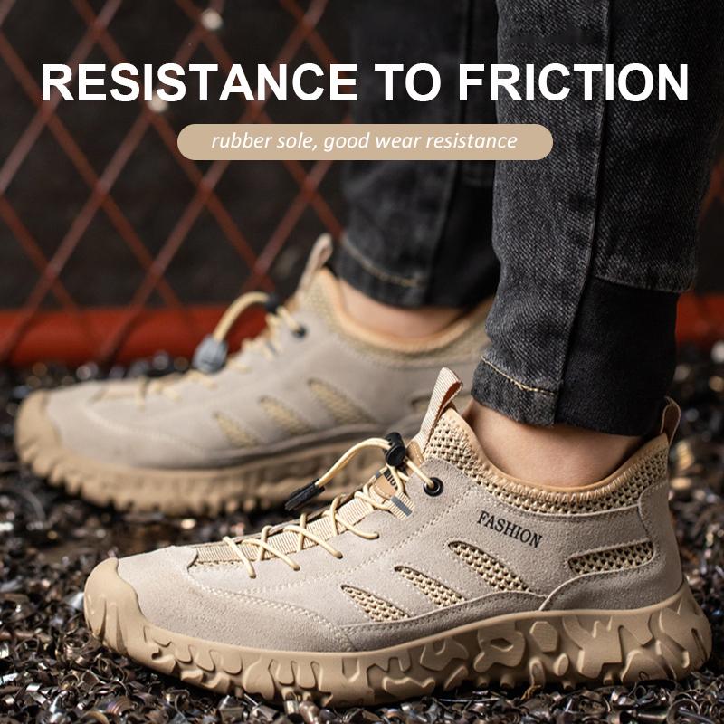 Chaussures de travail d'été pour hommes Chaussures de sécurité respirantes à embout en acier Baskets de travail pour hommes Chaussures indestructibles anti-crevaison Chaussures de sécurité
