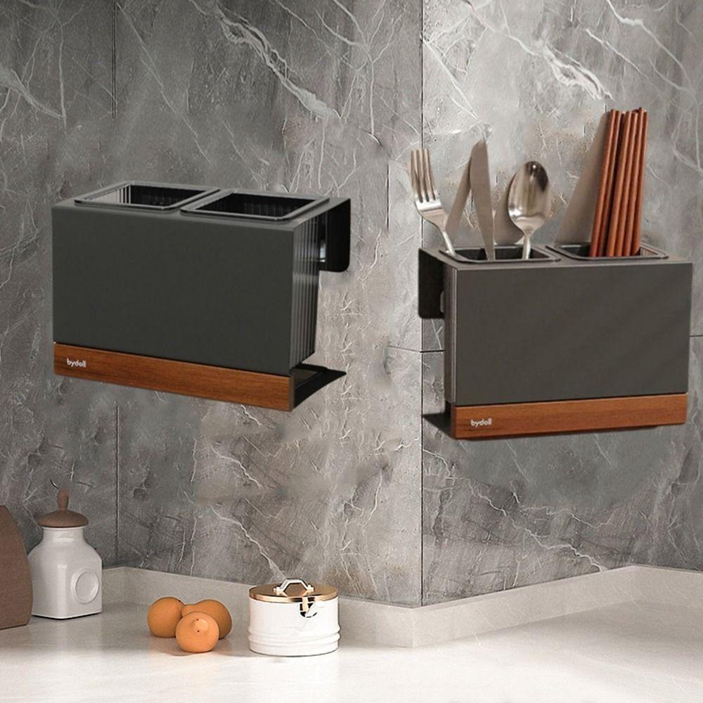 Large Capacity Suction Cup Chopstick Box Wall Mounted Chopstick Cage Kitchen Storage Rack  for Home