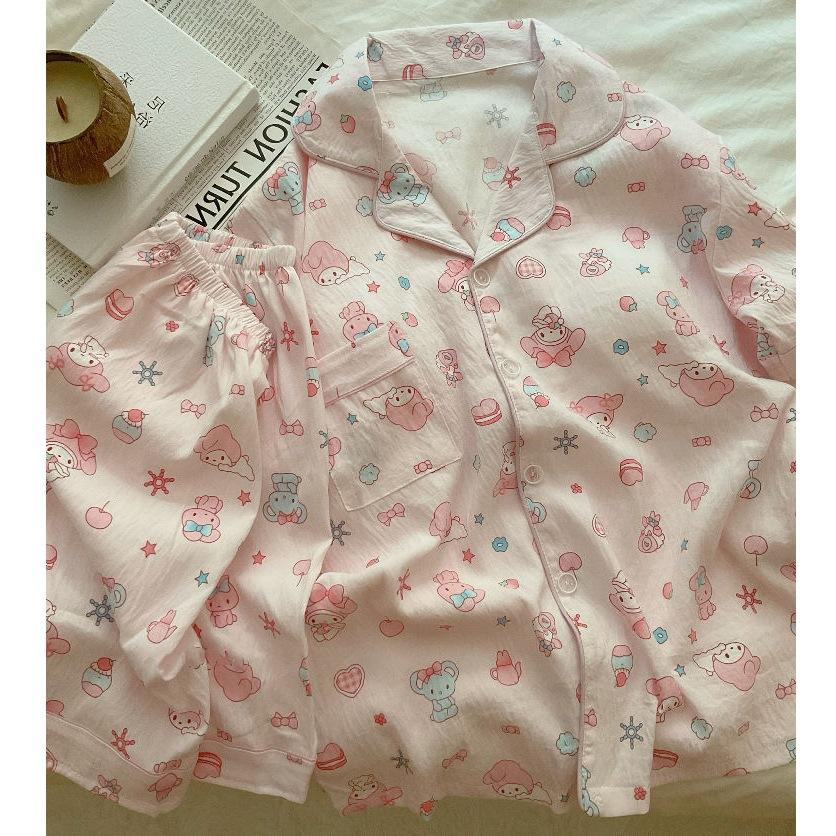 

Cartoon cute Melody pajamas summer women s new short-sleeved shorts summer Korean version loungewear two-piece set S [recommendation 35-40kg]