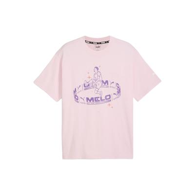 Puma Casual Breathable Sports Letter Print Round Neck Short Sleeve T-Shirt Unisex Tops Pink 625347-01