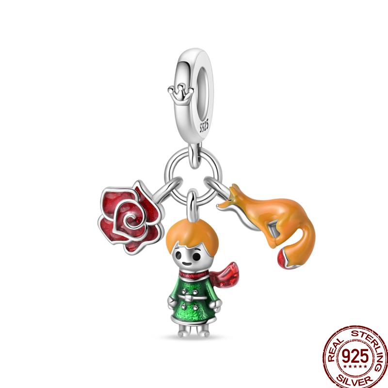 Copper Magician Circus Playing Cards Teddy Bear Charm Beads Suitable Fit Pan Original Bracelet Diy Jewelry