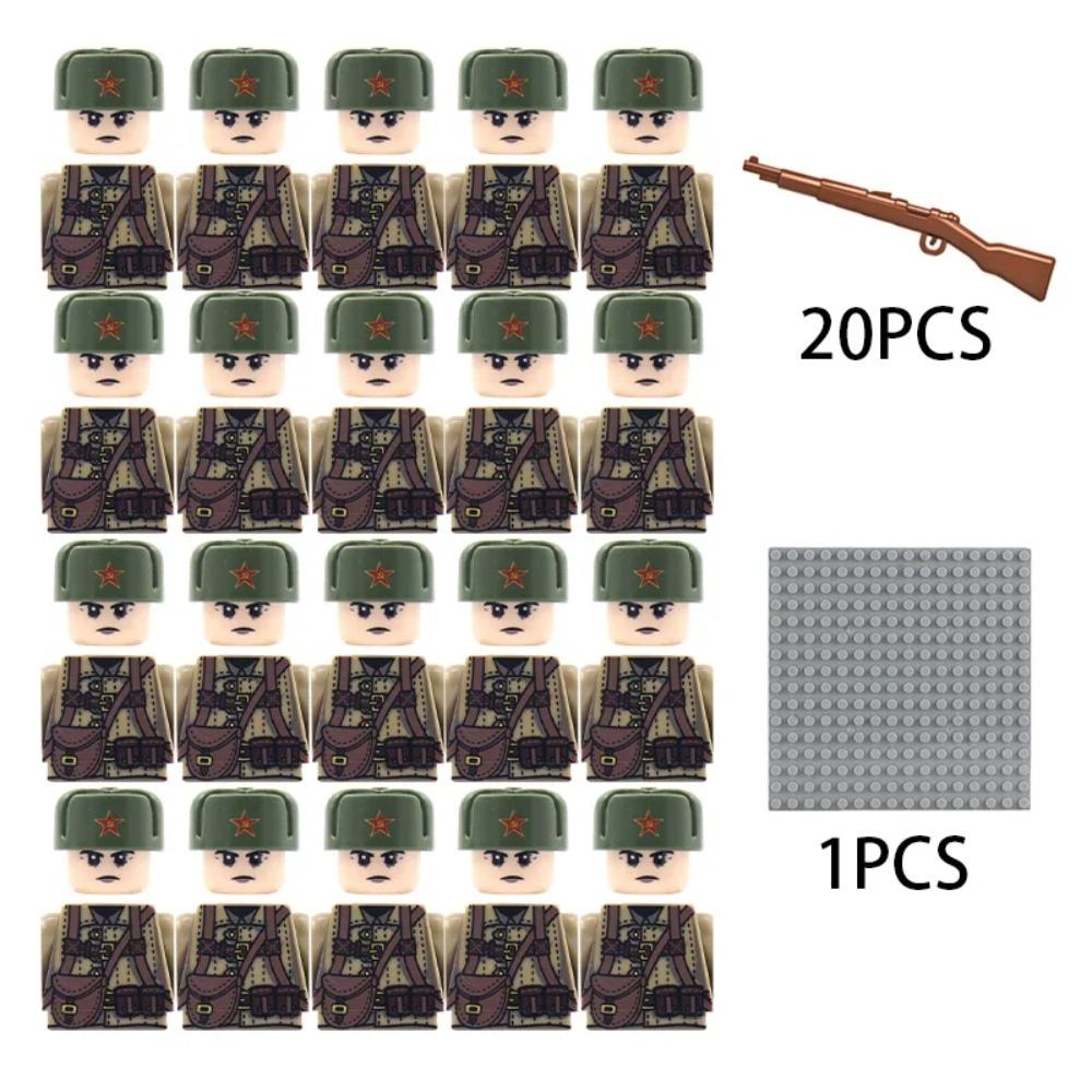 Kinderbausteine Chinesisches Spielzeug Neuer WW2 Soldat Militär Armee Mini-Puppen Nationales Bündnis Offizier Gewehrriemen Spielzeug Großhandel