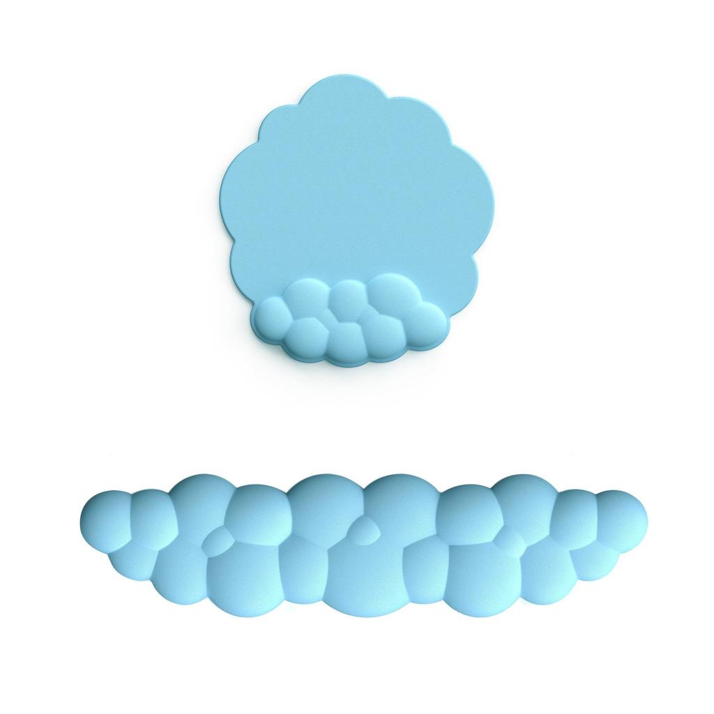 Cloud Leather Mouse Pad & Memory Foam Wrist Rest - Non-Slip Silicone Keyboard Support