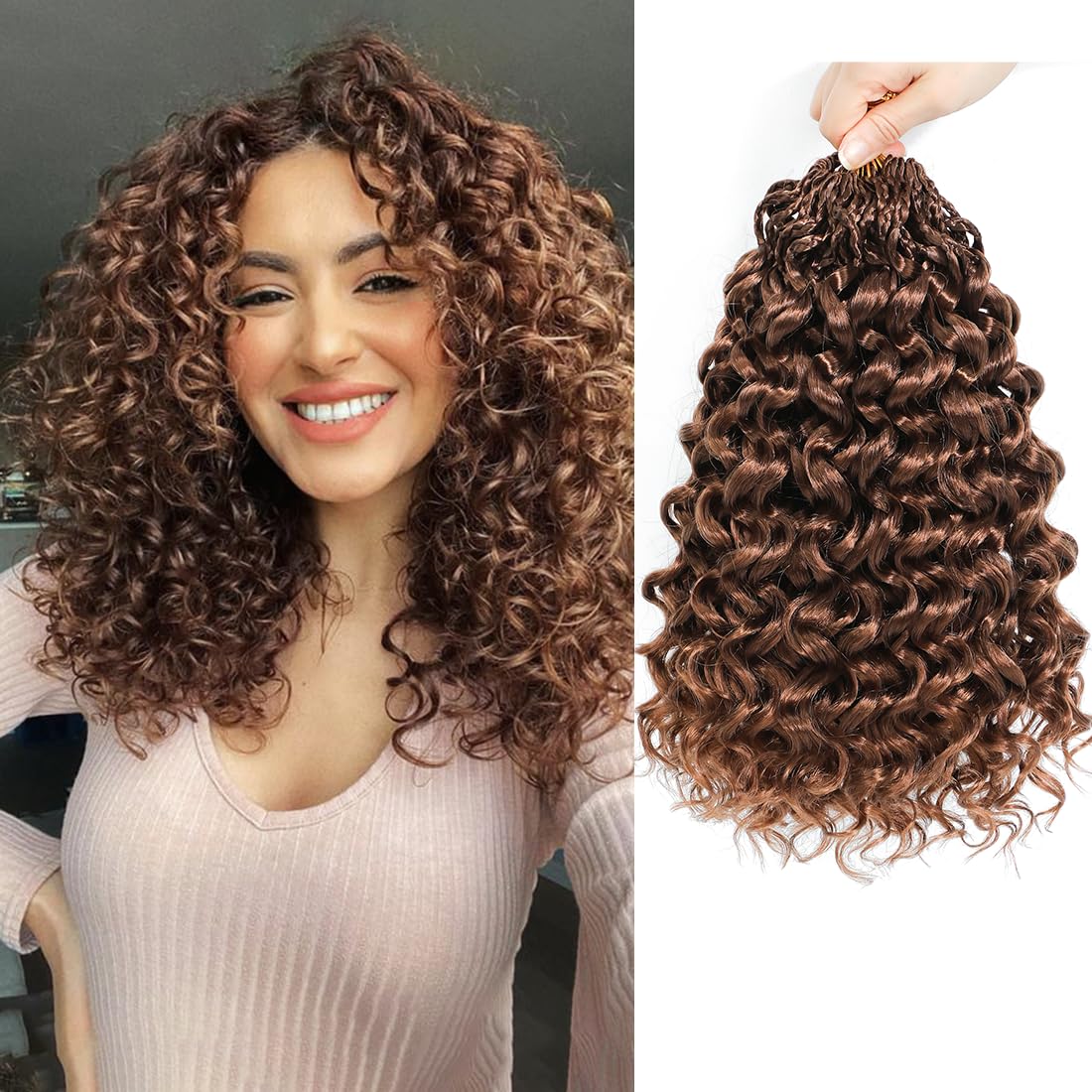 

Box Gogo Curl Crochet Hair for Black Women Pre looped Short Ocean Wave Crochet Hair Water Wave Beach Curl Crochet Braiding Hair 18inches&3Pcs/Lot