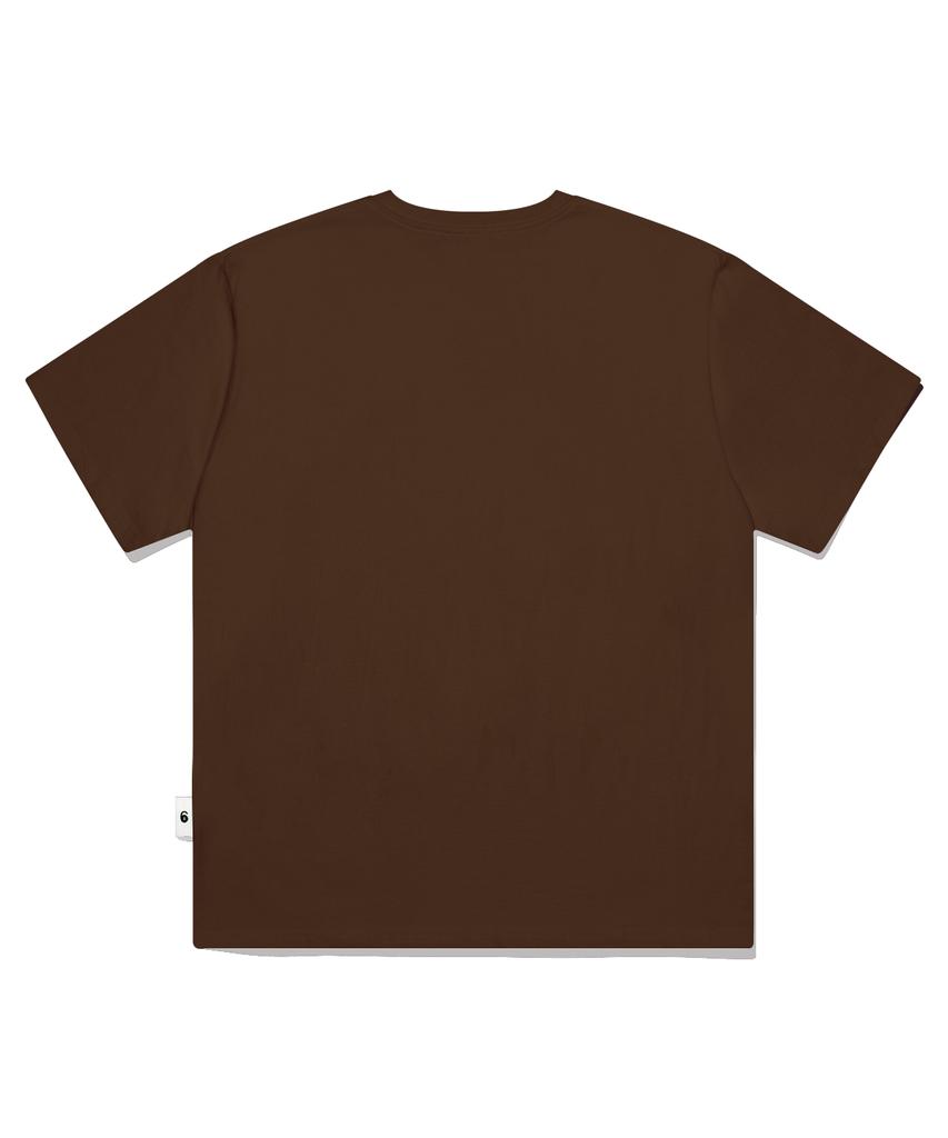 ESCAPEFROM Logo Assembly Print Oversized Short Sleeve T-Shirt Brown