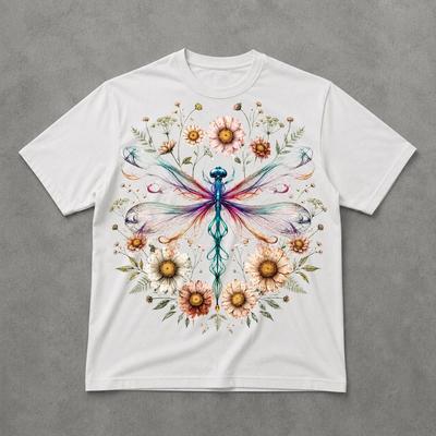 Cute Golden Dragonfly Shirt, Boho Nature Graphic Tee, Dragonfly Lover Gift T Shirt