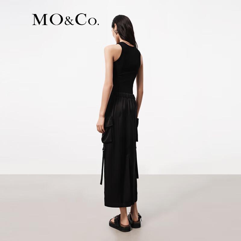 MO&Co. Cool-Touch Triacetate Workwear Spliced High-Waist Long Dress