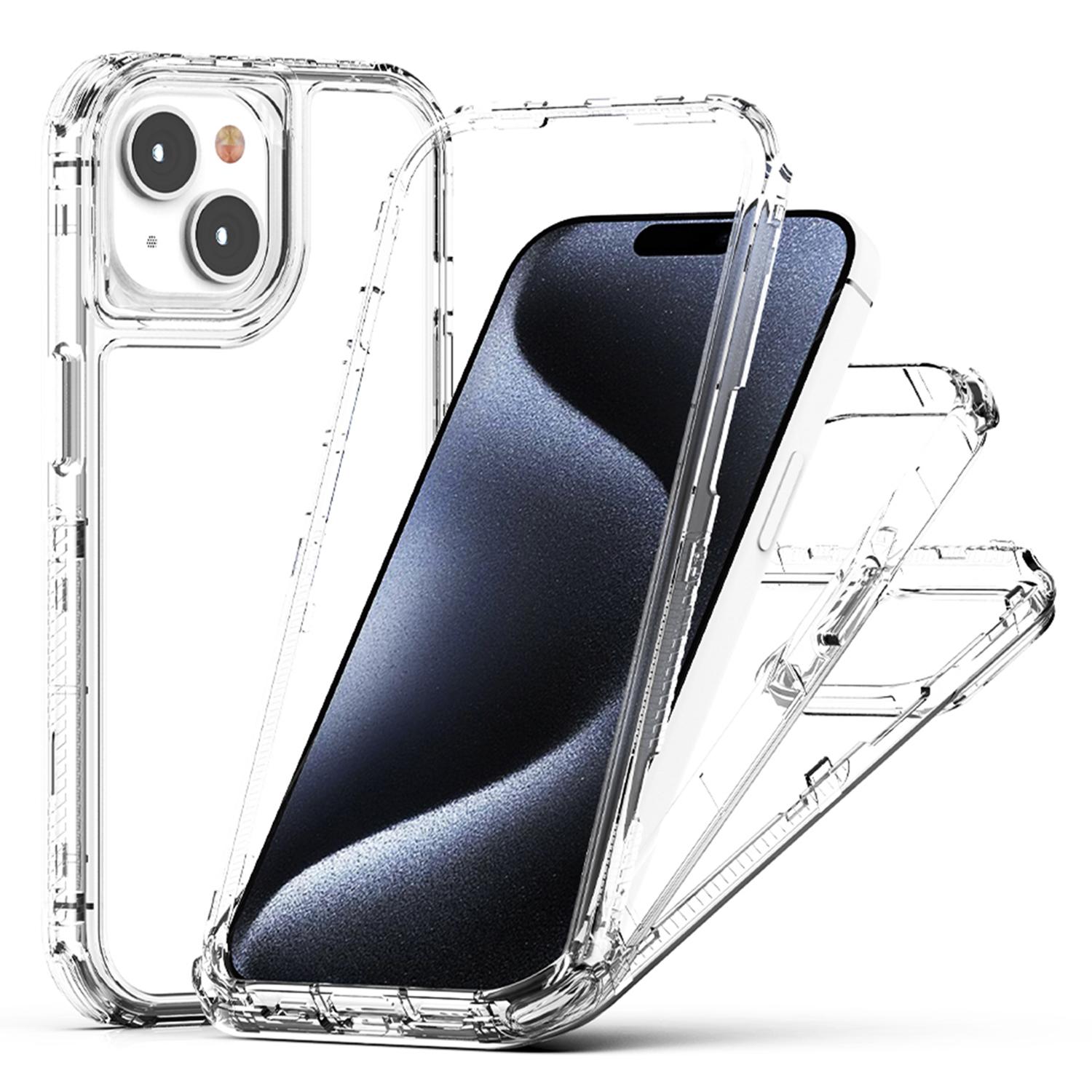 

For iPhone 15 Case Hybrid Acrylic+TPU 3-in-1 Transparent Phone Cover A