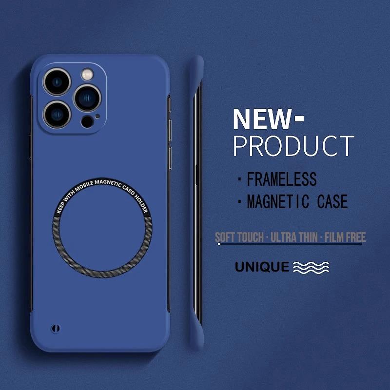 Coque de téléphone magnétique ultra fine rigide en PC sans cadre pour Magsafe iPhone 17 16 15 14 Pro Max 13 Mini Air 16e Couleur Mate Housse Unie