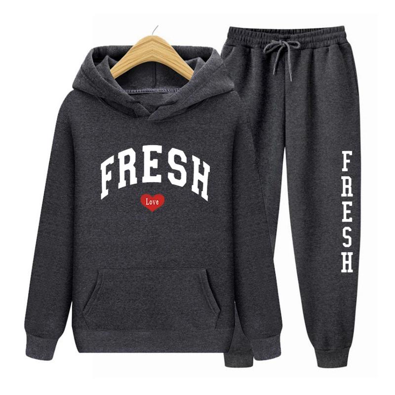 Women Hoodie set European Size Plus Fashion Printed Sports Hoodie, Autumn And Winter Fleece Insulation Hooded Set